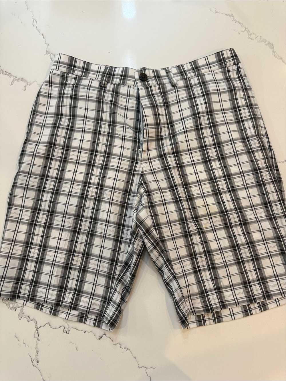 Haggar Black & White Plaid Flat Front Shorts